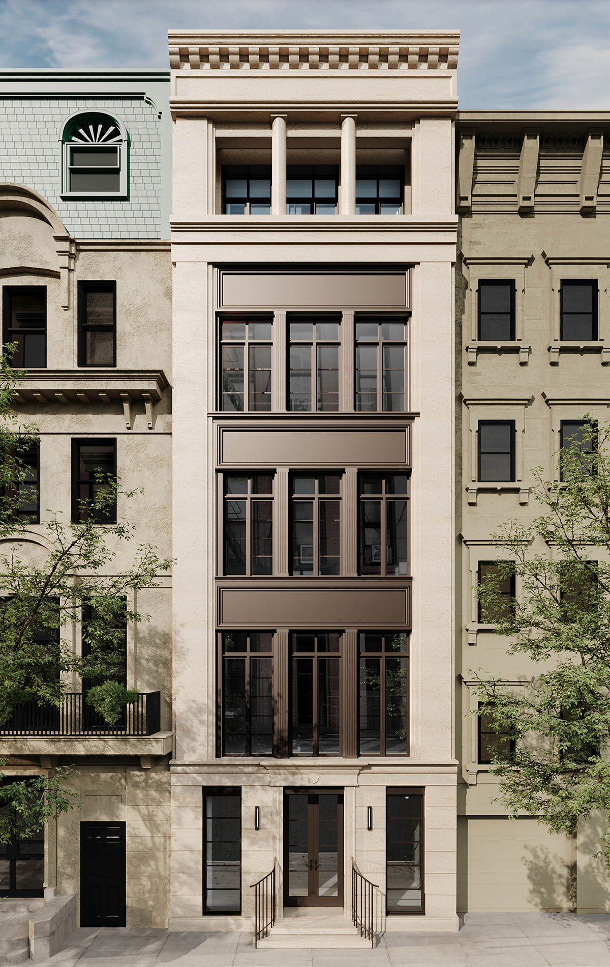 UES New Townhouse Design With Limestone Facade